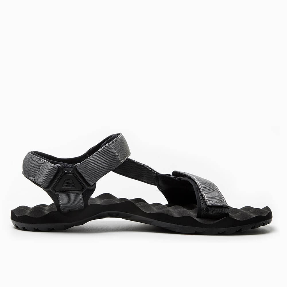 Men's casual hiking sandals with canvas upper and EVA sole, featuring hook and loop closure, low heel. Perfect for outdoor adventures.